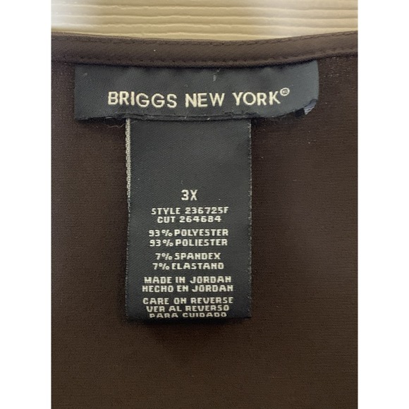 Briggs New York Cowl Neck Blouse Womens 3X Brown EUC Short Sleeve Top - Picture 3 of 4